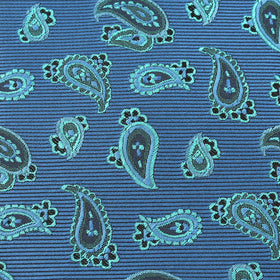 Paisley Sea Blue Pocket Square