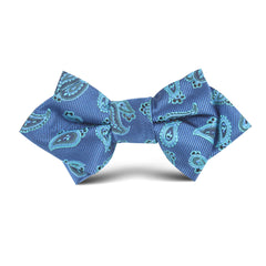 Paisley Sea Blue Kids Diamond Bow Tie