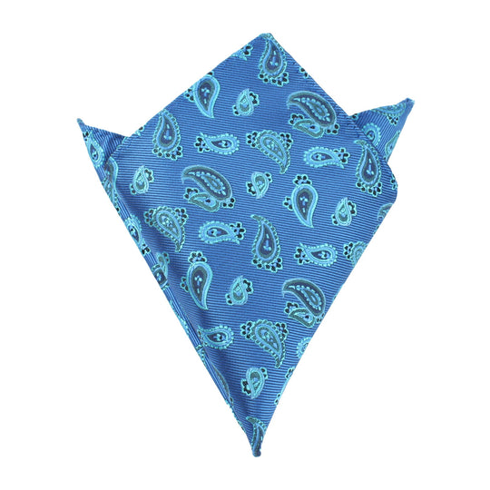 Paisley Sea Blue Pocket Square