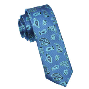 Paisley Sea Blue Skinny Tie