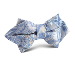 Paisley Silver with Light Blue Diamond Bow Tie