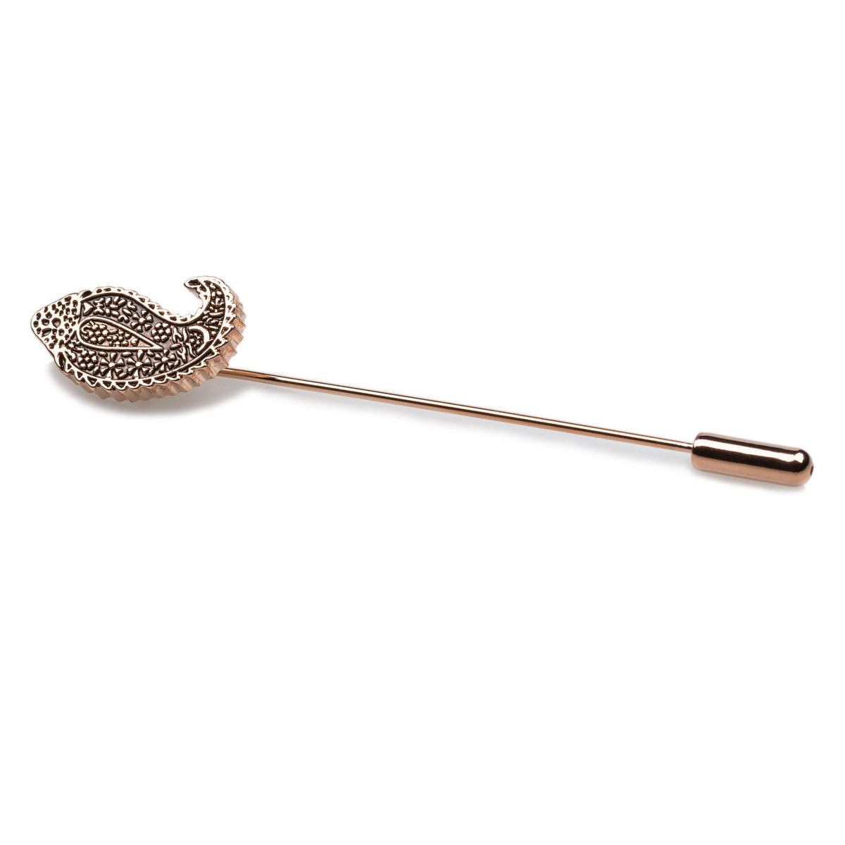 Paisley Teardrop Lapel Pin | Floral Rose Gold Metal Suit Lapel Pins | OTAA