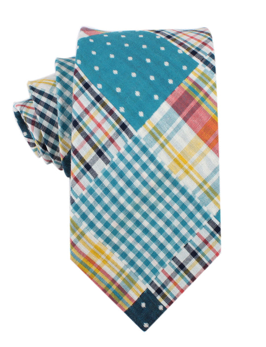 Plaid Blue Gingham Cotton Polka Dot Necktie