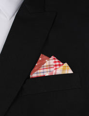 Palid Red Gingham Cotton Polka Dot Oxygen Three Point Pocket Square Fold