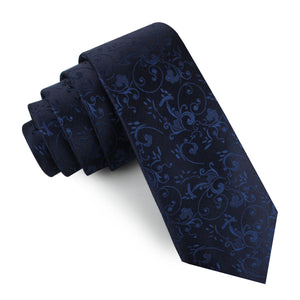 Parc Monceau Navy Blue Floral Skinny Tie