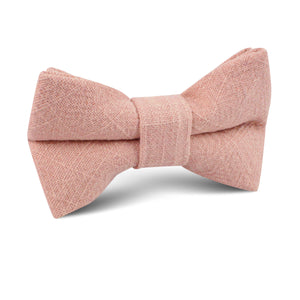 Paris Blush Pink Textured Vintage Linen Kids Bow Tie