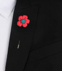 Americain Red Lapel Pin Suit Jacket Boutonniere