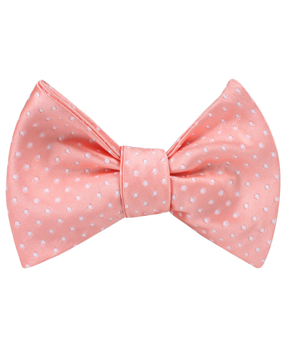 Peach Mini Polka Dots Self Tie Bow Tie
