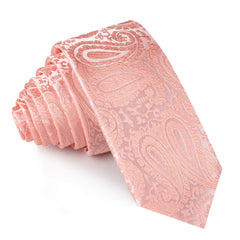 Peach Paisley Skinny Tie