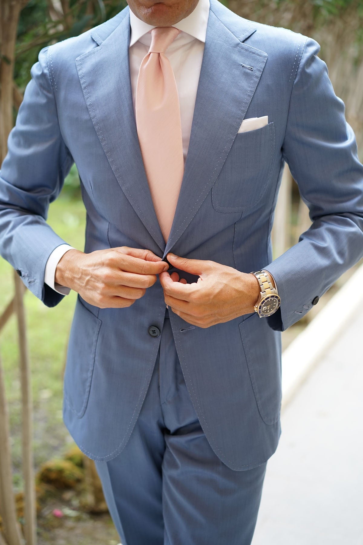 Peach Slub Necktie | Petal Pink Tie | Wedding Ties for Men Australia | OTAA