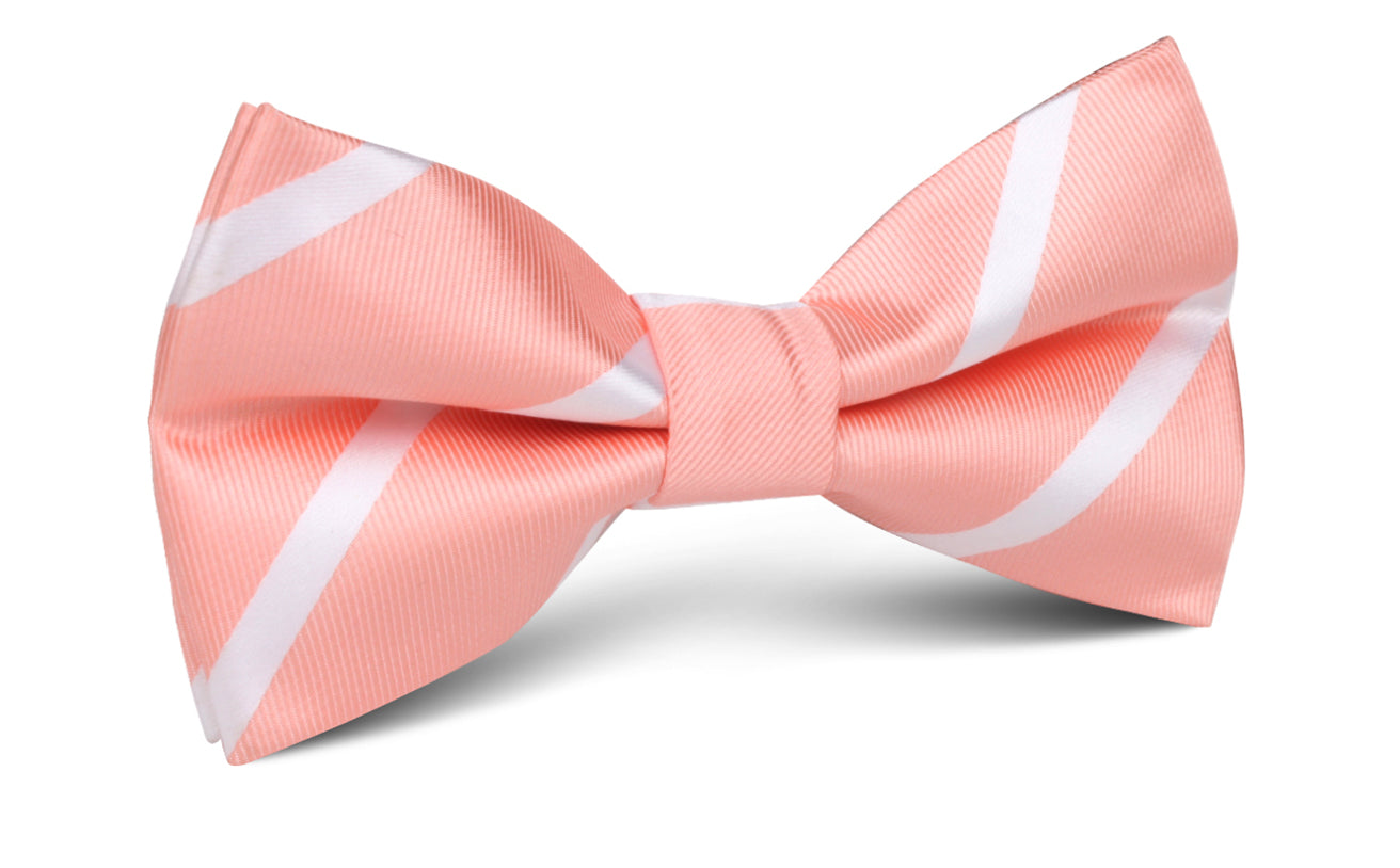 Peach Striped Bow Tie