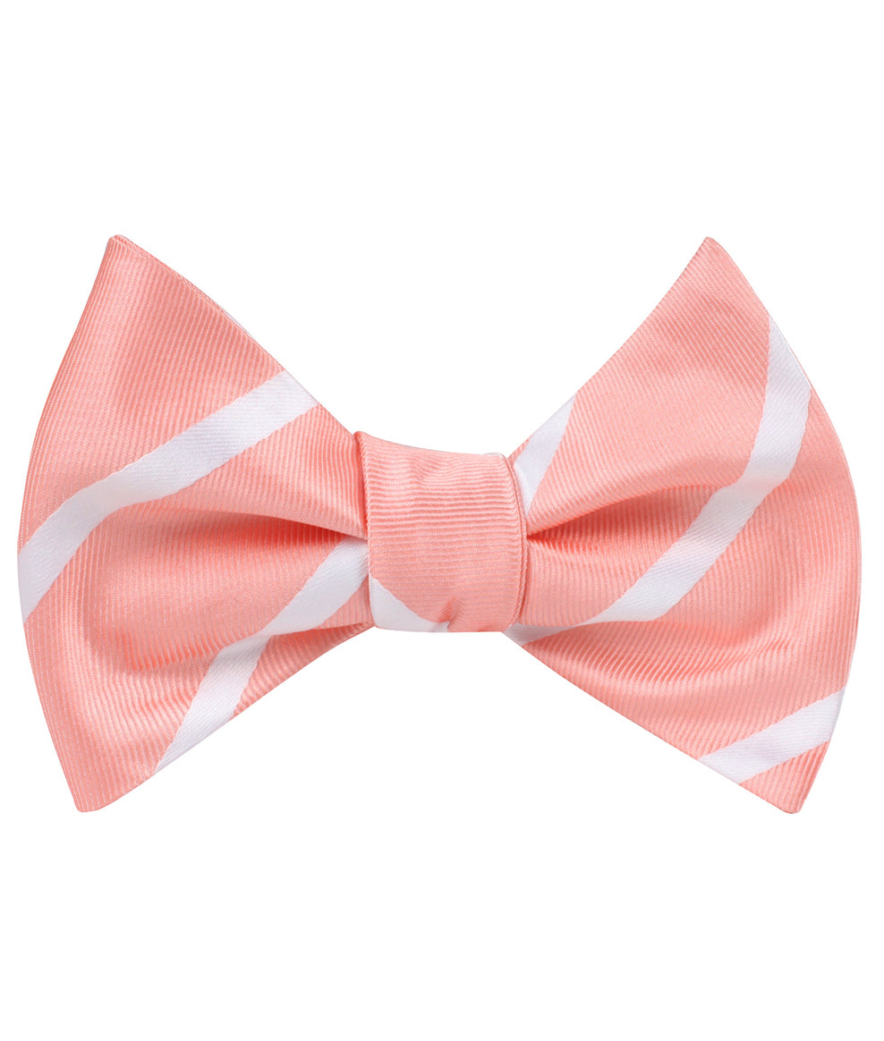 Peach Striped Self Tie Bow Tie