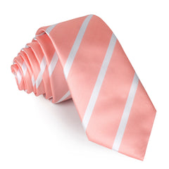 Peach Striped Skinny Tie