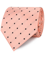 Peach on Black Polka Dots Neckties