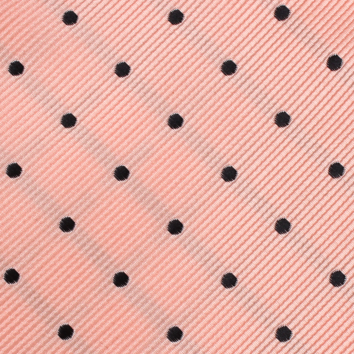 Peach on Black Polka Dots Pocket Square Fabric