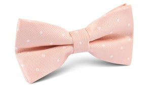 Peach with White Polka Dots Bow Tie