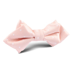 Peach with White Polka Dots Diamond Bow Tie