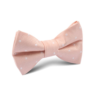 Peach with White Polka Dots Kids Bow Tie