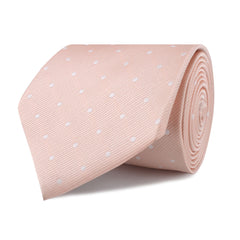 Peach with White Polka Dots Necktie Front Roll