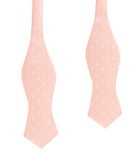 Peach with White Polka Dots Self Tie Diamond Tip Bow Tie