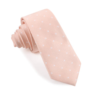 Peach with White Polka Dots Skinny Tie
