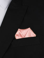 Peach with White Polka Dots Winged Puff Pocket Square Fold