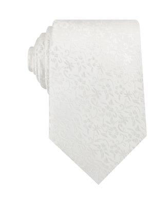 Pearl White Paris Floral Necktie