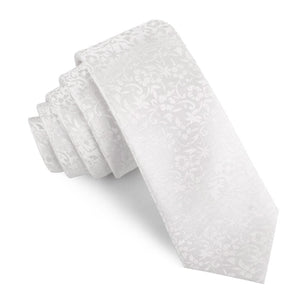 Pearl White Paris Floral Skinny Tie