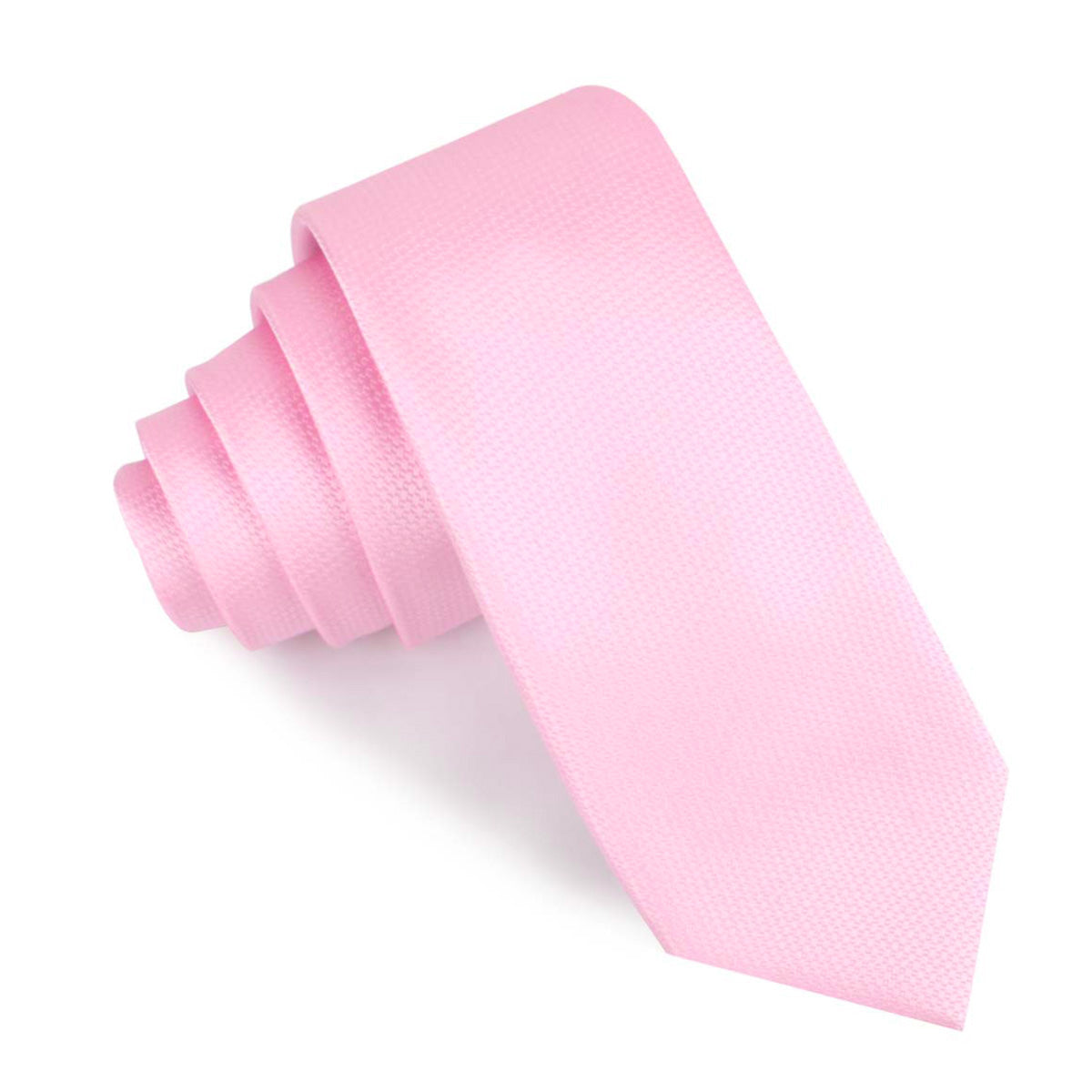 Peony Pink Basket Weave Skinny Tie