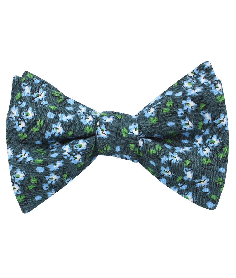 Periwinkle Floral Self Bow Tie Folded Up