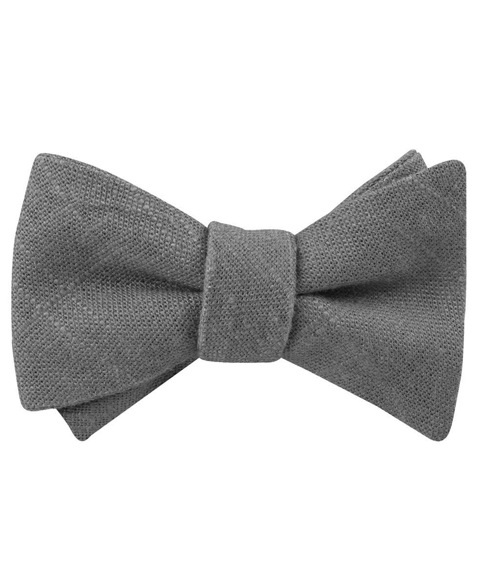 Pewter Grey Linen Self Tied Bow Tie