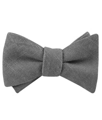 Pewter Grey Linen Self Tied Bow Tie