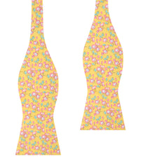 Phi Phi Yellow Floral Self Bow Tiel Self Bow Tie