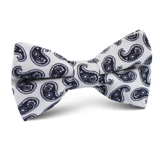 Picasso White on Blue Paisley Kids Bow Tie