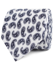 Picasso White on Blue Paisley Necktie