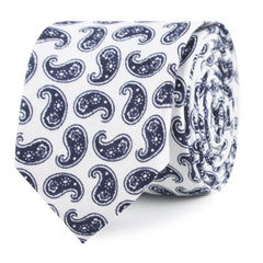Picasso White on Blue Paisley Slim Tie