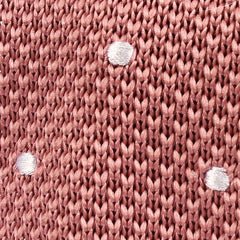 Pink Knitted Tie with White Polka Dots Fabric
