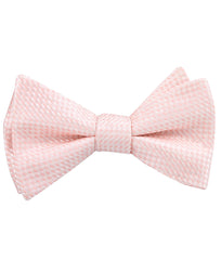 Pink Basket Weave Checkered Self Tied Bow Tie