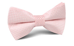 Pink Basket Weave Checkered Bow Tie