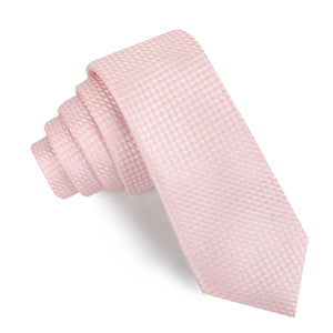 Pink Basket Weave Checkered Skinny Tie