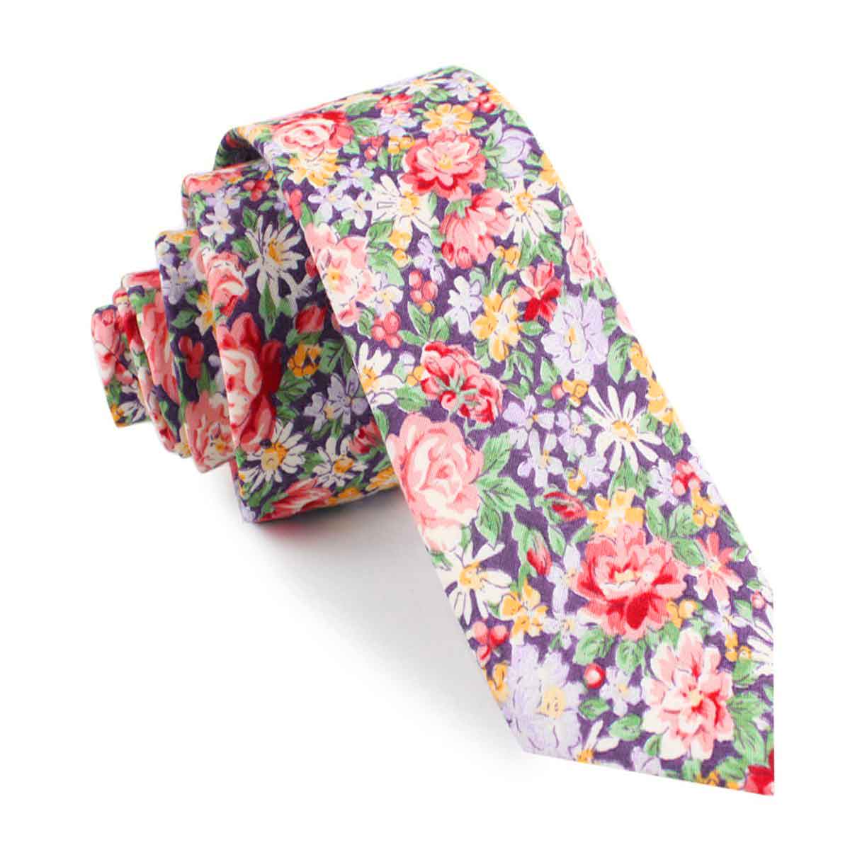 Purple Giverny Floral Skinny Tie