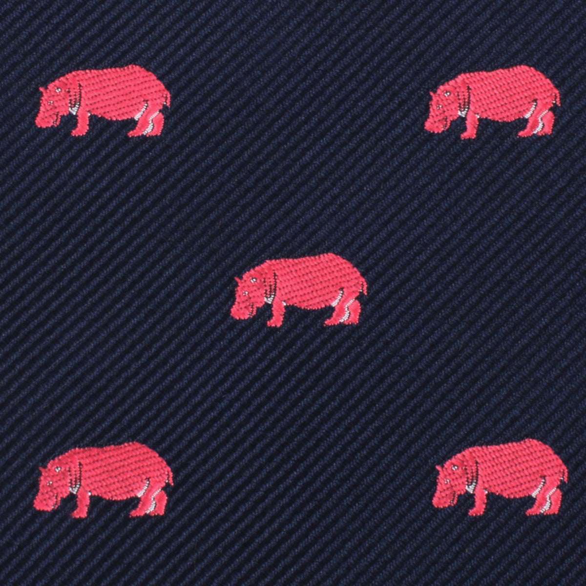 Pink Hippo Necktie Fabric