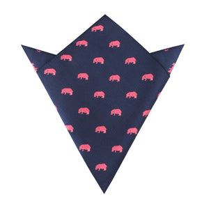 Pink Hippo Pocket Square
