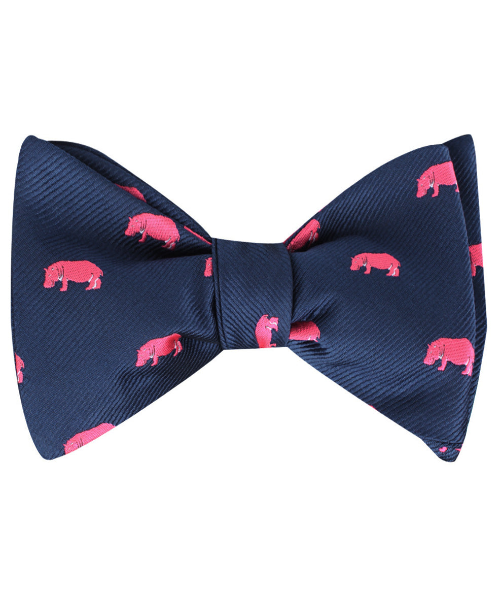 Pink Hippo Self Tie Bow Tie