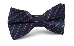 Pink Striped Navy Blue Herringbone Bow Tie
