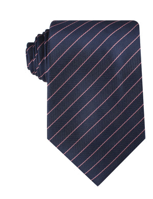 Pink Striped Navy Blue Herringbone Necktie