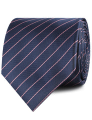 Pink Striped Navy Blue Herringbone Neckties
