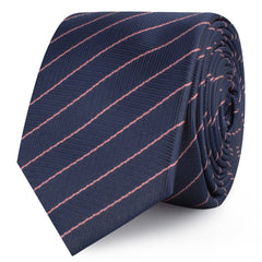 Pink Striped Navy Blue Herringbone Skinny Ties