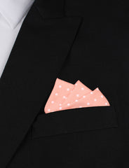 Pink with White Polka Dots Cotton Oxygen Three Point Pocket Square Fold