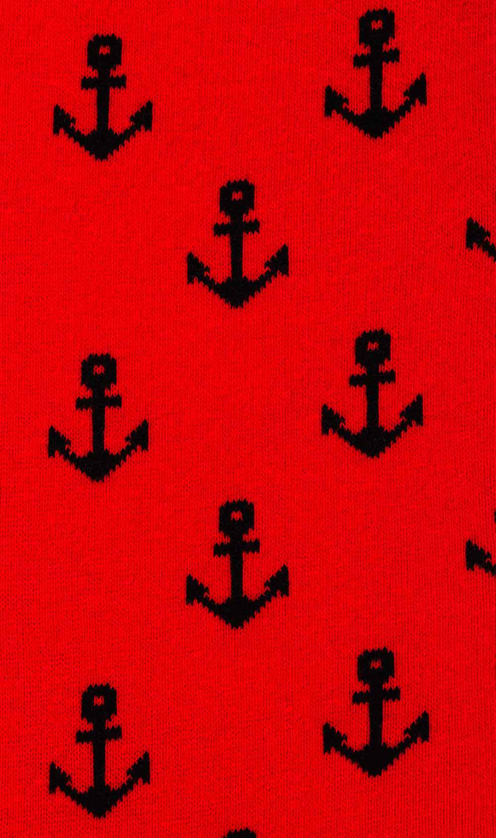 Pirate Red Anchor Socks Fabric